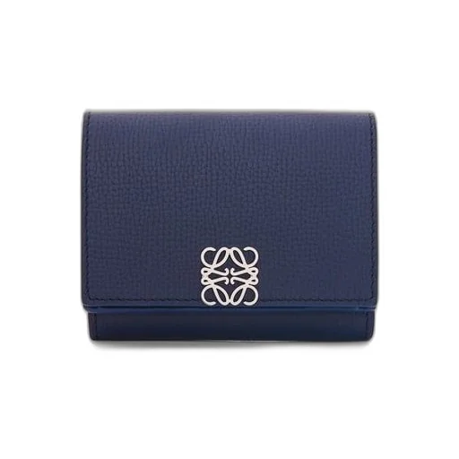 Anagram trifold wallet in pebble grain calfskin