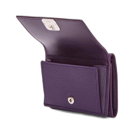 Anagram trifold wallet in pebble grain calfskin