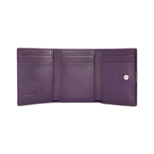 Anagram trifold wallet in pebble grain calfskin