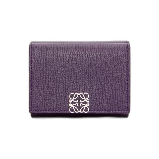 Anagram trifold wallet in pebble grain calfskin