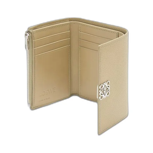 Anagram small vertical wallet in pebble grain calfskin