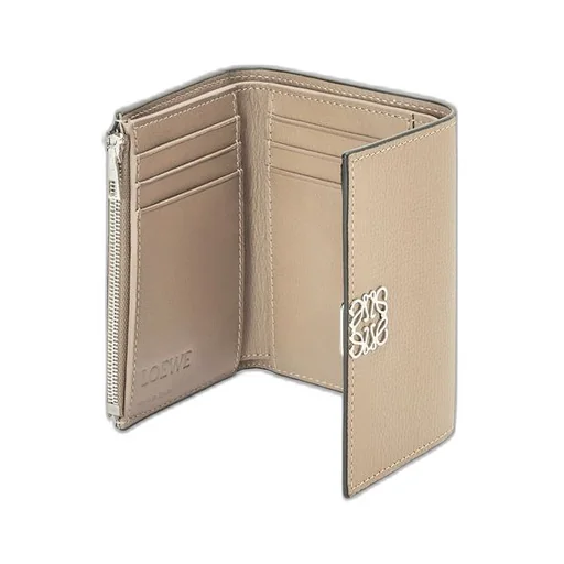 Anagram small vertical wallet in pebble grain calfskin