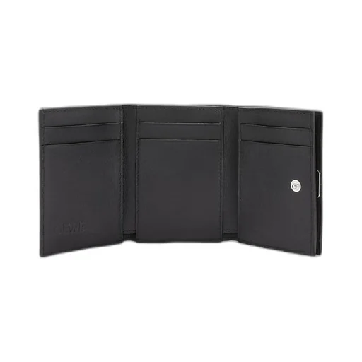 Anagram trifold wallet in pebble grain calfskin