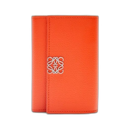 Anagram small vertical wallet in pebble grain calfskin
