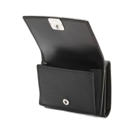 Anagram trifold wallet in pebble grain calfskin