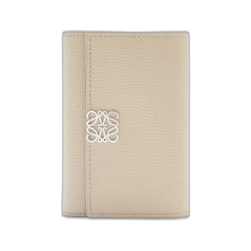 Anagram small vertical wallet in pebble grain calfskin