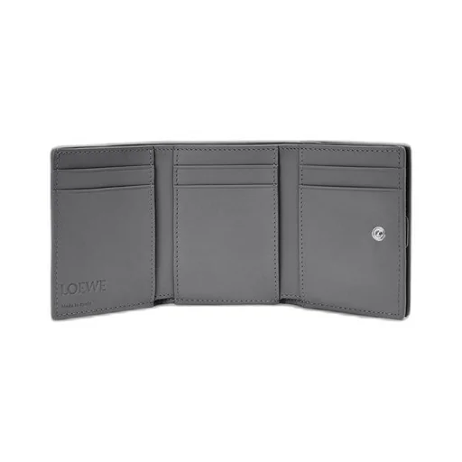 Anagram trifold wallet in pebble grain calfskin