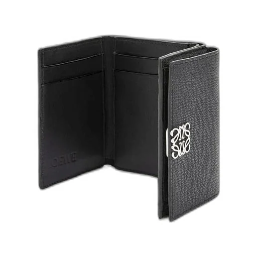 Anagram trifold wallet in pebble grain calfskin