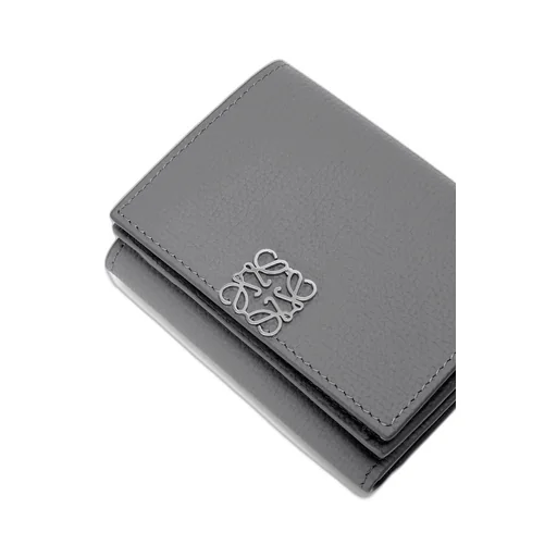 Anagram trifold wallet in pebble grain calfskin