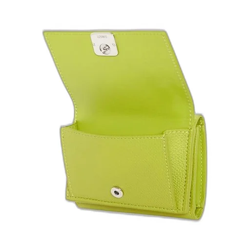 Anagram trifold wallet in pebble grain calfskin