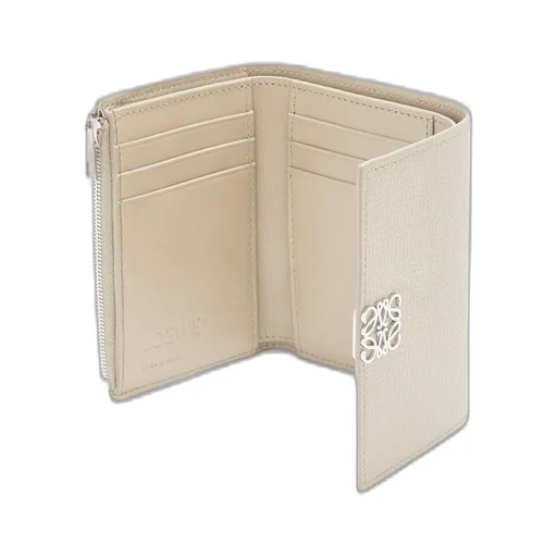 Anagram small vertical wallet in pebble grain calfskin