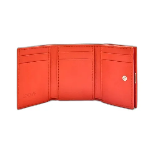 Anagram trifold wallet in pebble grain calfskin