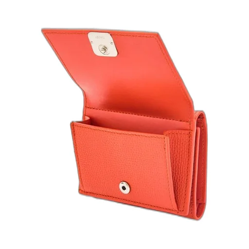 Anagram trifold wallet in pebble grain calfskin