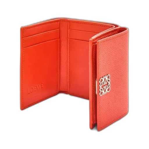 Anagram trifold wallet in pebble grain calfskin