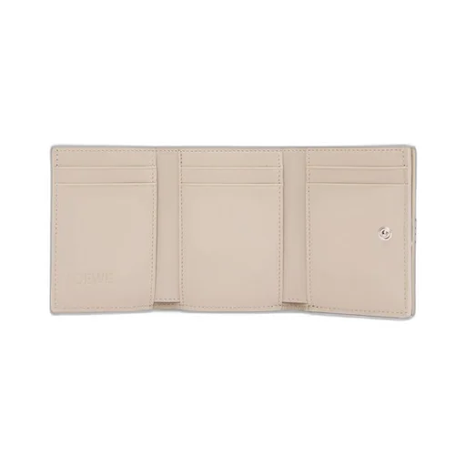 Anagram trifold wallet in pebble grain calfskin