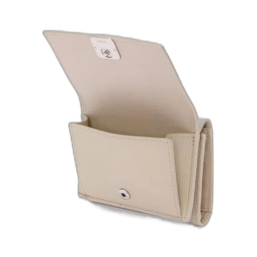 Anagram trifold wallet in pebble grain calfskin