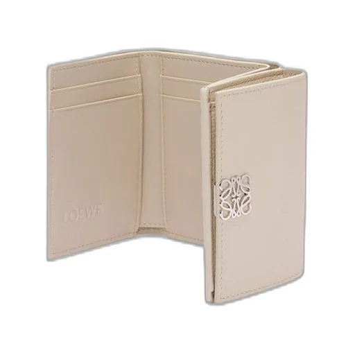Anagram trifold wallet in pebble grain calfskin