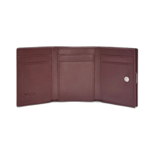 Anagram trifold wallet in pebble grain calfskin