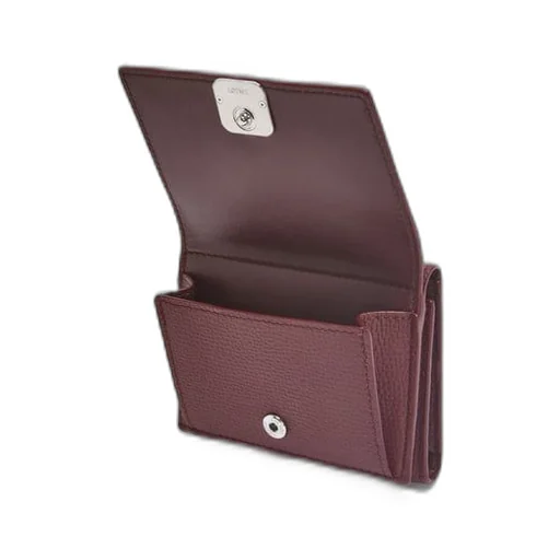 Anagram trifold wallet in pebble grain calfskin