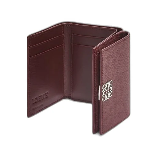 Anagram trifold wallet in pebble grain calfskin