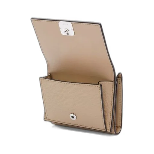 Anagram trifold wallet in pebble grain calfskin