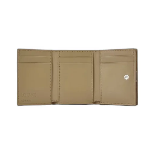 Anagram trifold wallet in pebble grain calfskin