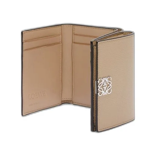 Anagram trifold wallet in pebble grain calfskin