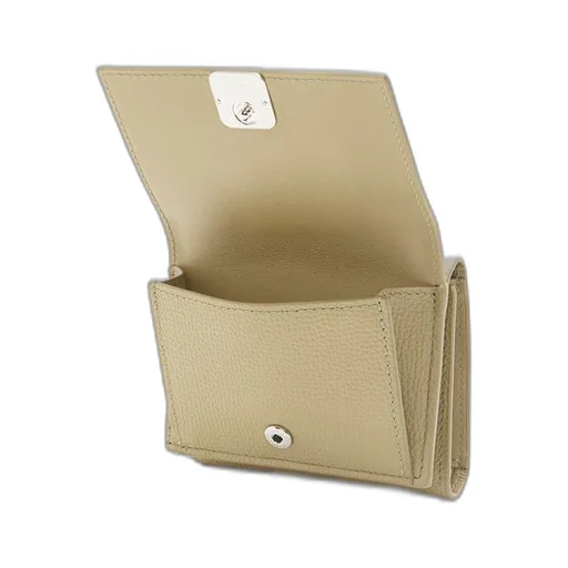 Anagram trifold wallet in pebble grain calfskin