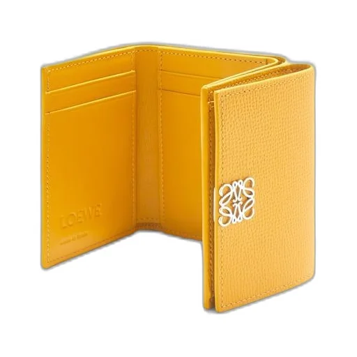 Anagram trifold wallet in pebble grain calfskin