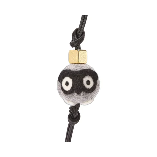 Owl charm in felt and calfskin