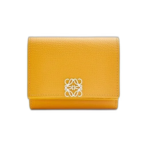 Anagram trifold wallet in pebble grain calfskin