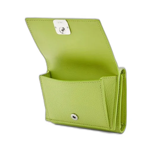 Anagram trifold wallet in pebble grain calfskin