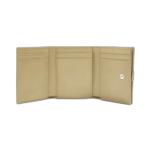 Anagram trifold wallet in pebble grain calfskin