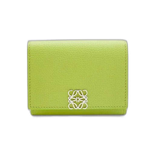 Anagram trifold wallet in pebble grain calfskin