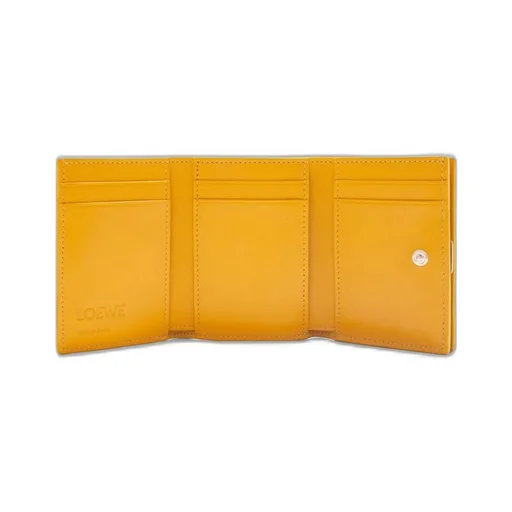 Anagram trifold wallet in pebble grain calfskin