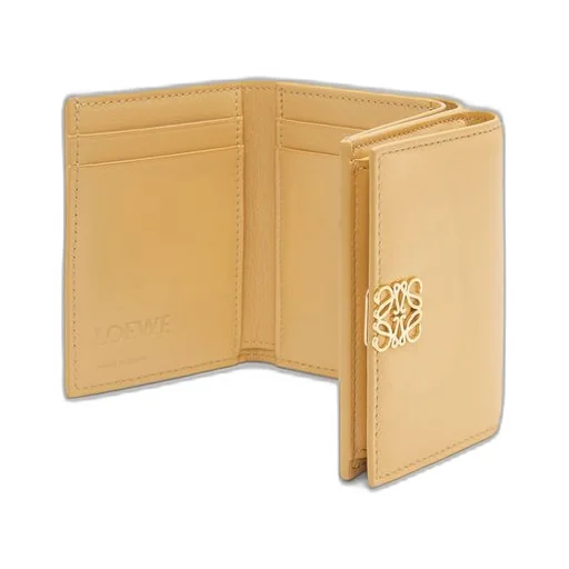 Puffer Anagram trifold wallet in shiny nappa calfskin