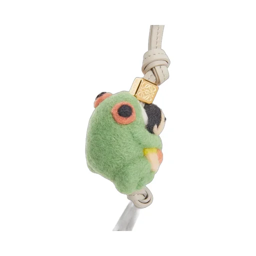 Frog with Kid charm in felt and calfskin