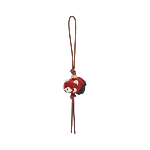 Red panda charm in felt and calfskin