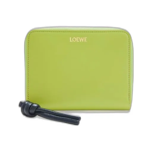 Knot compact zip around wallet in shiny nappa calfskin