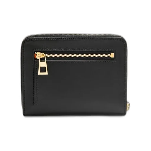 Knot compact zip around wallet in shiny nappa calfskin