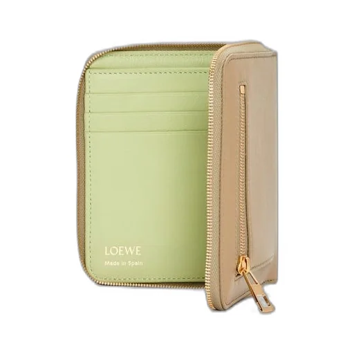 Knot compact zip around wallet in shiny nappa calfskin