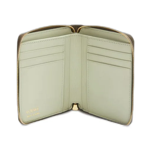 Knot compact zip around wallet in shiny nappa calfskin