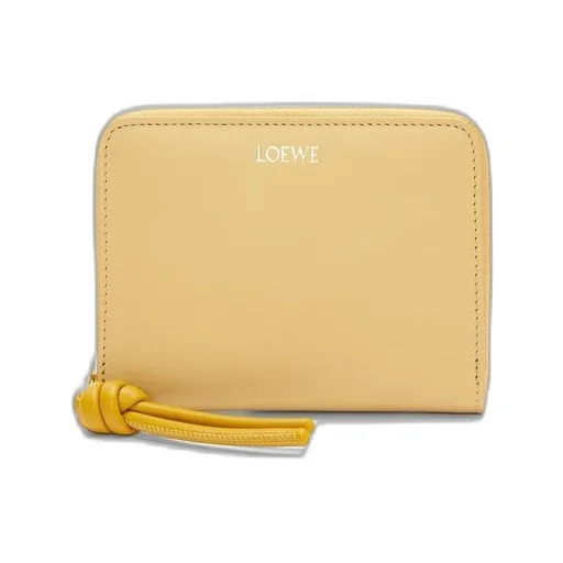 Knot compact zip around wallet in shiny nappa calfskin