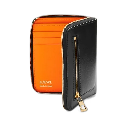 Knot compact zip around wallet in shiny nappa calfskin