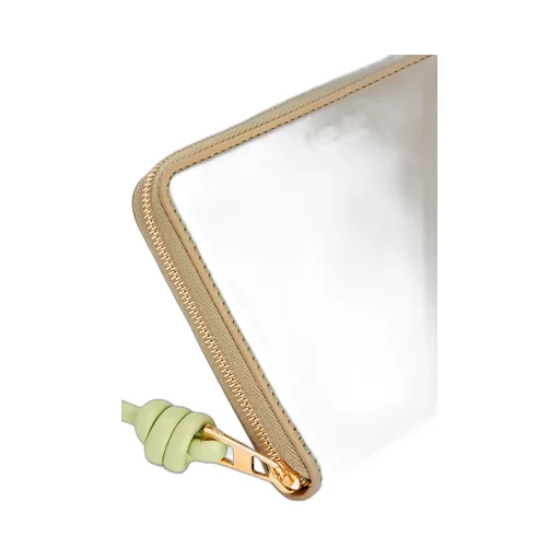 Knot compact zip around wallet in shiny nappa calfskin