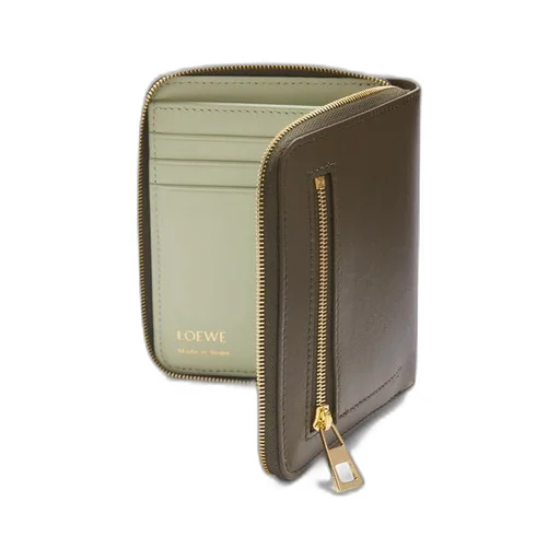 Knot compact zip around wallet in shiny nappa calfskin