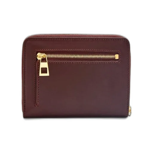 Knot compact zip around wallet in shiny nappa calfskin