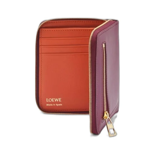 Knot compact zip around wallet in shiny nappa calfskin