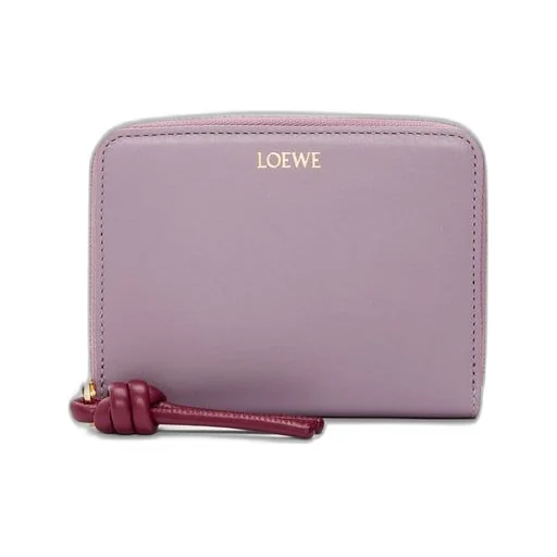 Knot compact zip around wallet in shiny nappa calfskin
