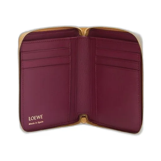 Knot compact zip around wallet in shiny nappa calfskin